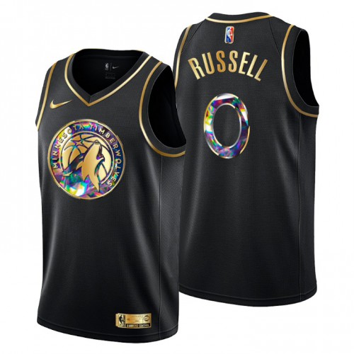 Minnesota Minnesota Timberwolves #0 DAngelo Russell Mens Golden Edition Diamond Logo 2021/22 Swingman Jersey - Black Mens
