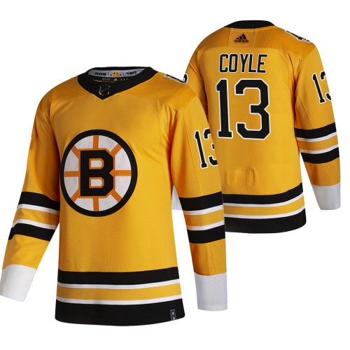 Boston Boston Bruins #13 Charlie Coyle Yellow Men's Adidas 2020-21 Reverse Retro Alternate Jersey Men's