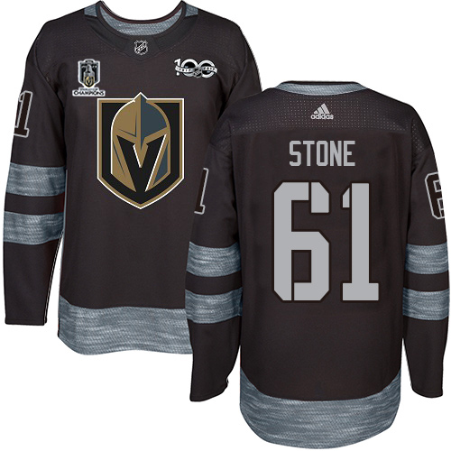 Adidas Golden Knights #61 Mark Stone Black 2023 Stanley Cup Champions 100th Anniversary Stitched Jersey