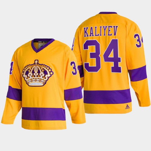 Adidas Los Angeles Kings #34 Arthur Kaliyev Team Classics Gold Men's 2022 Throwback Jersey Men's