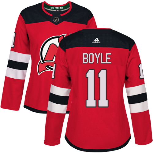 Adidas New Jersey Devils #11 Brian Boyle Red Home Authentic Women's Stitched Jersey Womens