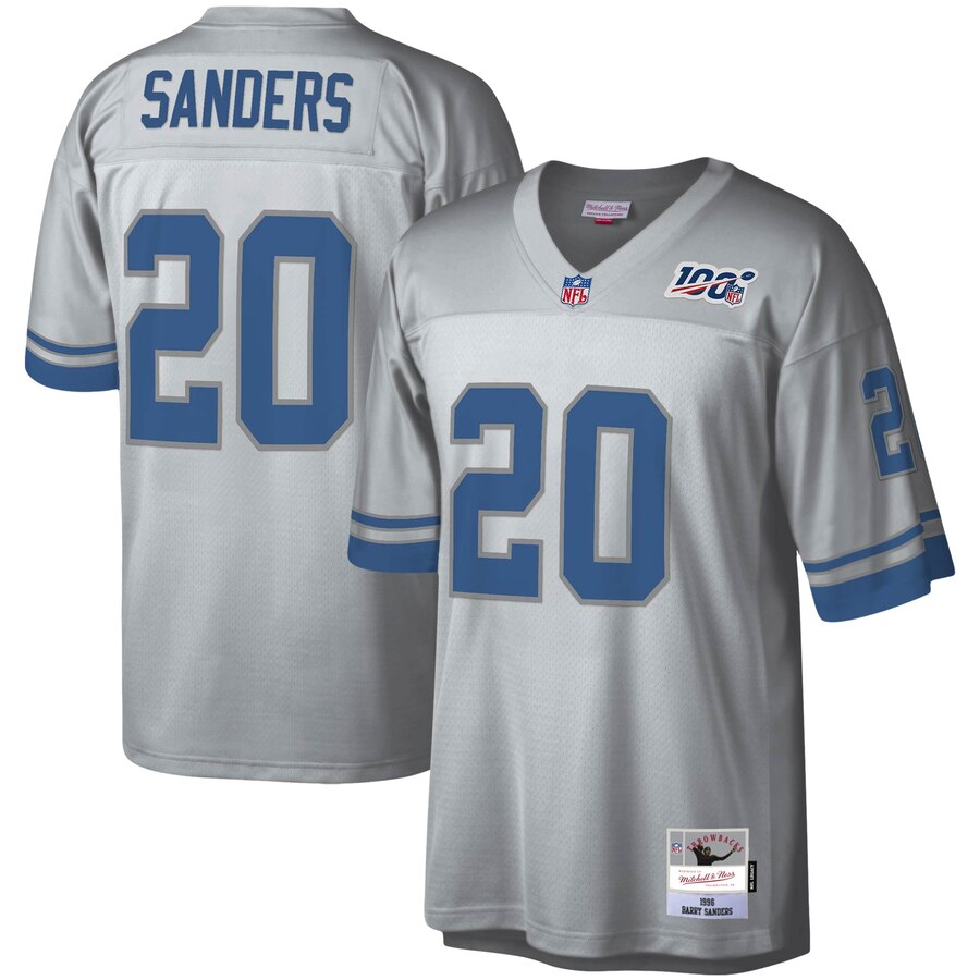 Detroit Lions #20 Barry Sanders Mitchell & Ness 100 Retired Player Platinum Jersey