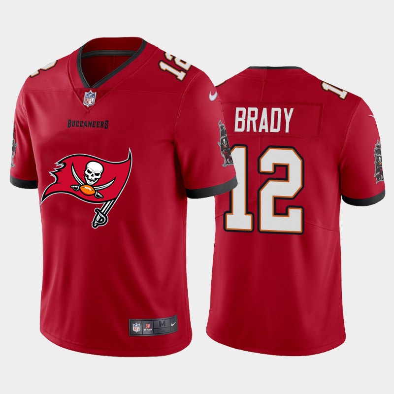 Tampa Bay Buccaneers #12 Tom Brady Red Men's Big Team Logo Vapor Limited Jersey