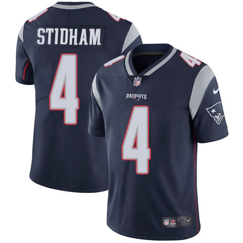New England Patriots #4 Jarrett Stidham Navy Blue Team Color Men's Stitched Vapor Untouchable Limited Jersey Men's