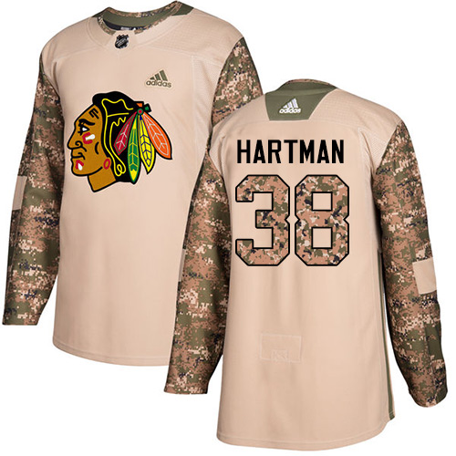 Adidas Chicago Blackhawks #38 Ryan Hartman Camo Authentic 2017 Veterans Day Stitched Youth Jersey Youth