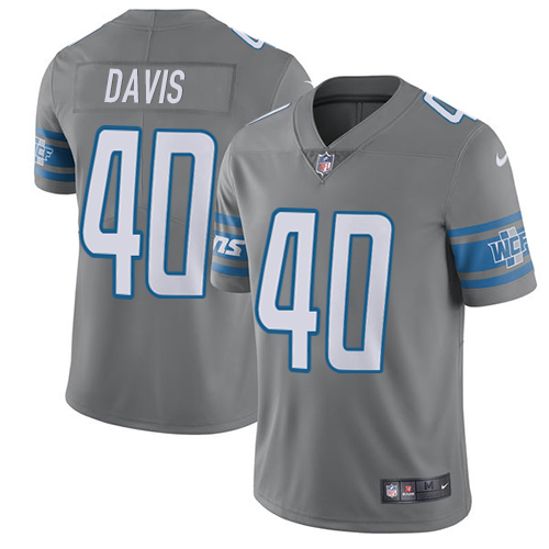 Detroit Lions #40 Jarrad Davis Gray Youth Stitched Limited Rush Jersey Youth
