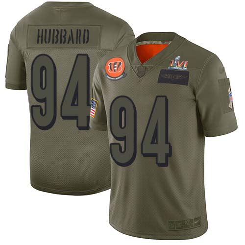 Bengals #94 Sam Hubbard Camo Super Bowl LVI Patch Men's Stitched Limited 2019 Salute To Service Jersey