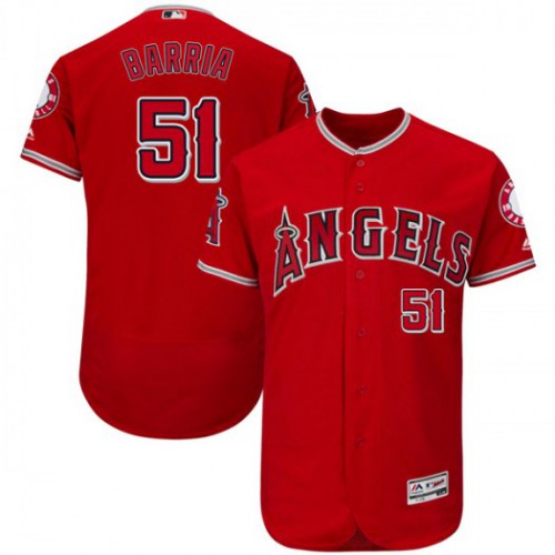 Los Angeles Angels of Anaheim #51 Jaime Barria Red Flexbase Authentic Collection Stitched Jersey Men's