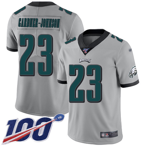Eagles #23 C.J. Gardner-Johnson Silver Men's Stitched Limited Inverted Legend 100th Season Jersey