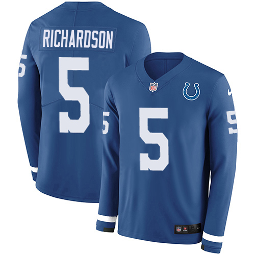 Colts #5 Anthony Richardson Royal Blue Team Color Youth Stitched Limited Therma Long Sleeve Jersey
