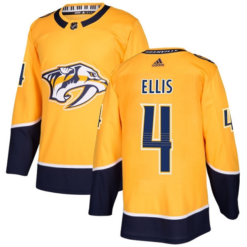 Adidas Nashville Predators #4 Ryan Ellis Yellow Home Authentic Stitched Youth Jersey Youth