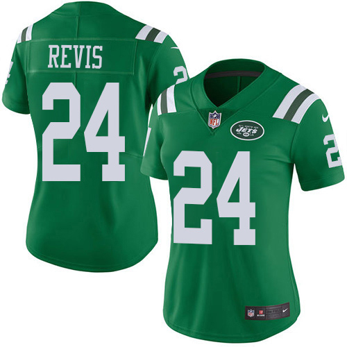 Jets #24 Darrelle Revis Green Women's Stitched Limited Rush Jersey