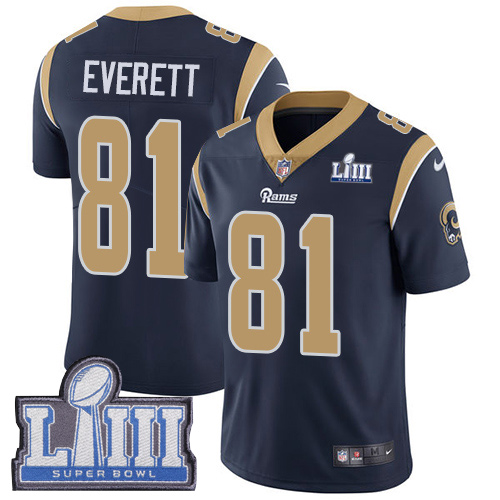 Los Angeles Rams #81 Gerald Everett Navy Blue Team Color Super Bowl LIII Bound Men's Stitched Vapor Untouchable Limited Jersey Men's