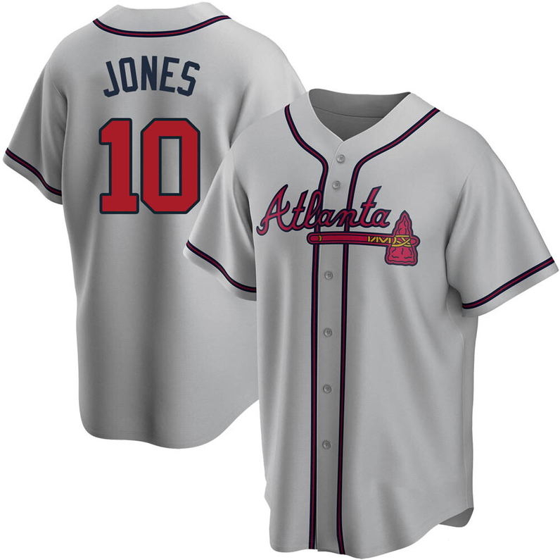 Men's Youth Women's Atlanta Braves #10 Chipper Jones Cool Base Road Jersey - Gray