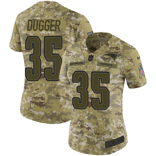New England Patriots #35 Kyle Dugger Camo Women's Stitched Limited 2018 Salute To Service Jersey Womens