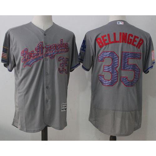 Los Angeles Dodgers #35 Cody Bellinger Grey Fashion Stars & Stripes Flexbase Authentic Stitched Jersey Men's