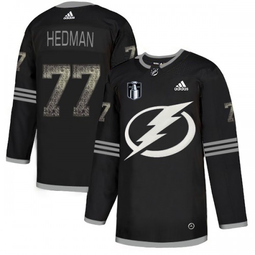 Adidas Tampa Bay Lightning #77 Victor Hedman Black 2022 Stanley Cup Final Patch Authentic Classic Stitched Jersey Men's