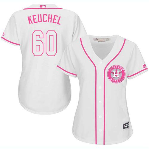 Houston Astros #60 Dallas Keuchel White/Pink Fashion Women's Stitched Jersey Womens
