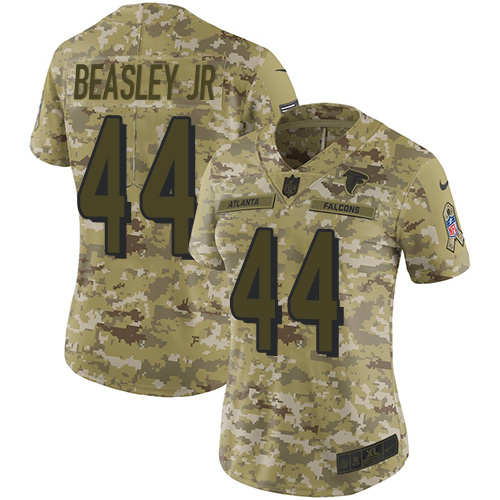Atlanta Falcons #44 Vic Beasley Jr Camo Women's Stitched Limited 2018 Salute to Service Jersey Womens