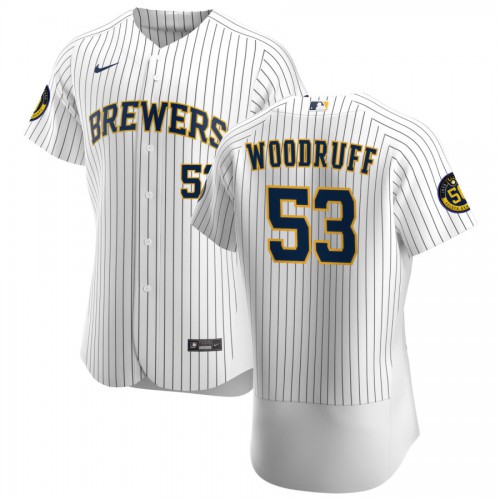 Milwaukee Milwaukee Brewers #53 Brandon Woodruff Men's White Home 2020 Authentic Player Jersey Men's