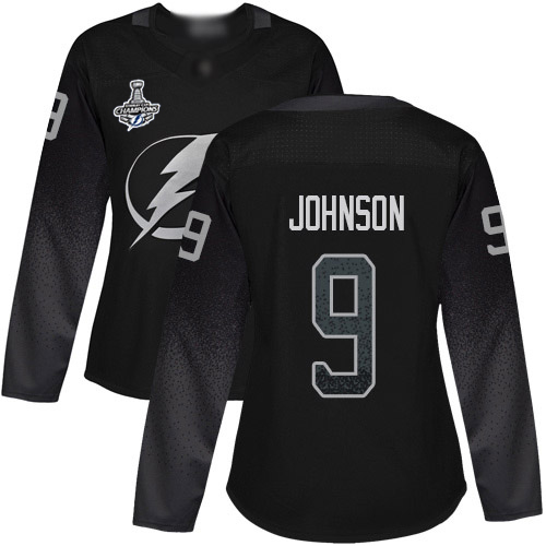 Adidas Tampa Bay Lightning #9 Tyler Johnson Black Alternate Authentic Women's 2020 Stanley Cup Champions Stitched Jersey Womens
