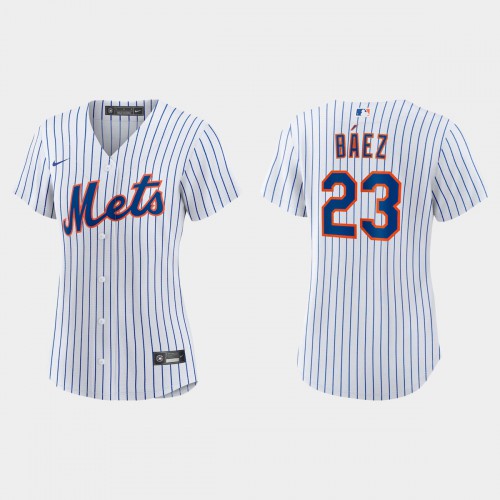 New York New York Mets #23 Javier Baez Women's White Home Jersey Womens