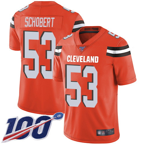 Cleveland Browns #53 Joe Schobert Orange Alternate Men's Stitched 100th Season Vapor Limited Jersey Men's