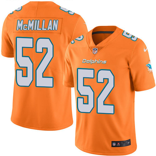 Miami Dolphins #52 Raekwon McMillan Orange Youth Stitched Limited Rush Jersey Youth