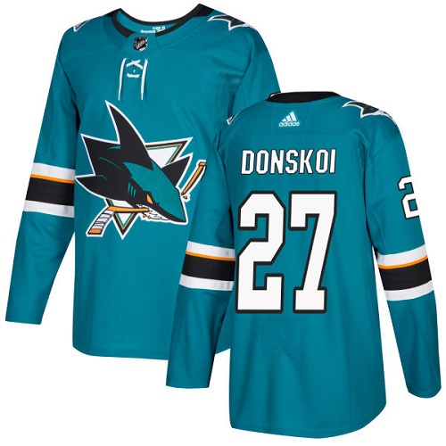 Adidas San Jose Sharks #27 Joonas Donskoi Teal Home Authentic Stitched Jersey Men's