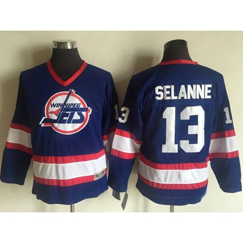 Winnipeg Jets #13 Teemu Selanne Light Blue CCM Throwback Stitched Youth Jersey Youth