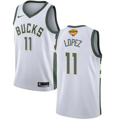 Milwaukee Bucks #11 Brook Lopez Mens 2021 Finals Bound Swingman Association Edition Jersey White Mens