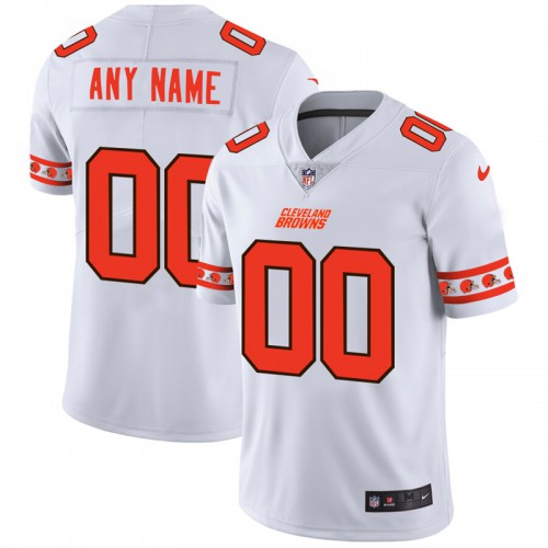 Cleveland Browns Custom White Team Logo Vapor Limited Jersey
