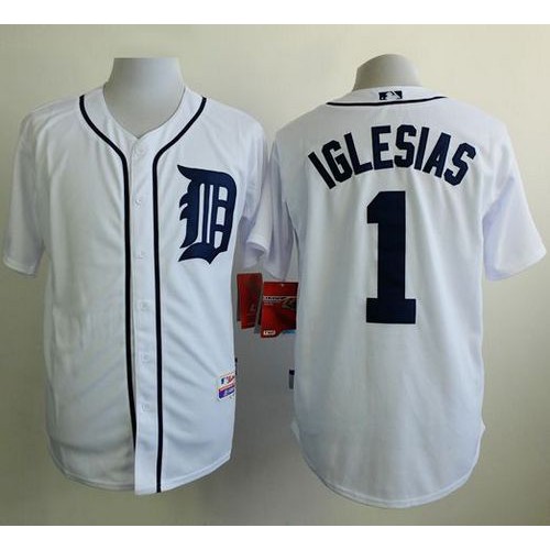 Detroit Tigers #1 Jose Iglesias White Cool Base Stitched Jersey Men's