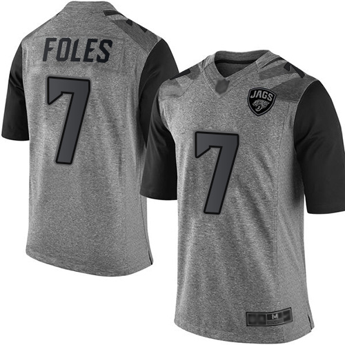 Jacksonville Jaguars #7 Nick Foles Gray Men's Stitched Limited Gridiron Gray Jersey Men's
