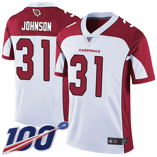 Cardinals #31 David Johnson White Men's Stitched 100th Season Vapor Limited Jersey