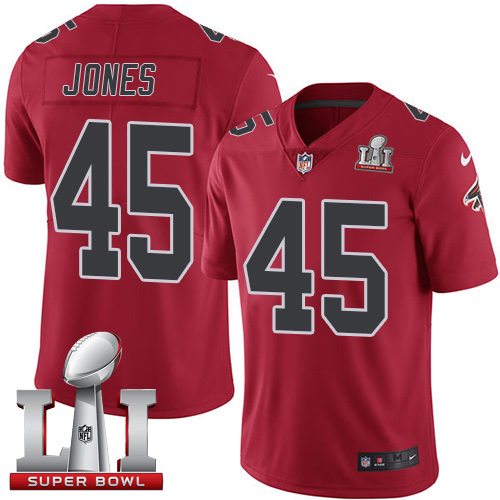 Atlanta Falcons #45 Deion Jones Red Super Bowl LI 51 Youth Stitched Limited Rush Jersey Youth