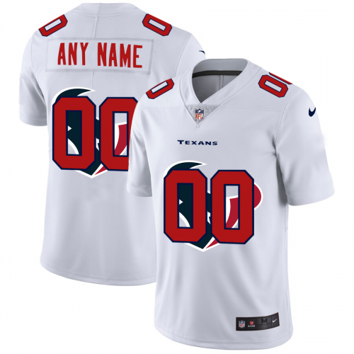 Houston Texans Custom White Men's Team Logo Dual Overlap Limited Jersey