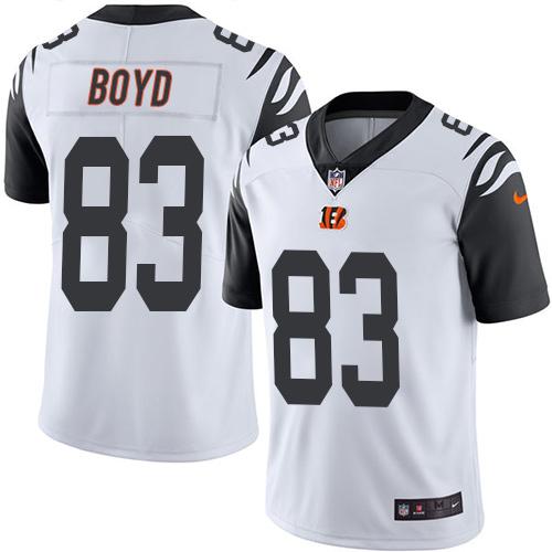 Bengals #83 Tyler Boyd White Men's Stitched Limited Rush Jersey