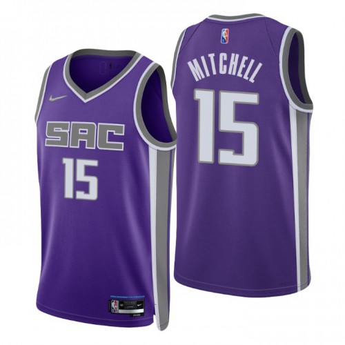 Sacramento Kings #15 Davion Mitchell Purple Mens 2021-22 75th Anniversary Diamond Swingman Jersey - Icon Edition Mens