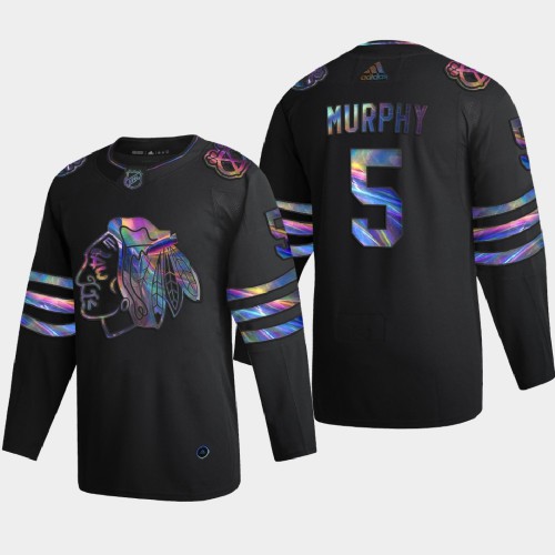 Chicago Chicago Blackhawks #5 Connor Murphy Men's Iridescent Holographic Collection Jersey - Black Men's
