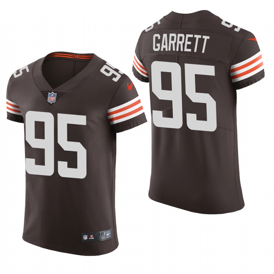 Cleveland Browns #95 Myles Garrett Men's Brwon Team Color Men's Stitched 2020 Vapor Untouchable Elite Jersey