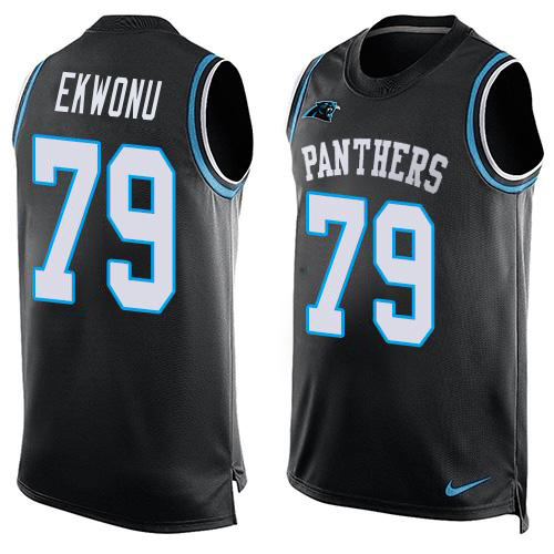 Panthers #79 Ikem Ekwonu Black Team Color Men's Stitched Limited Tank Top Jersey