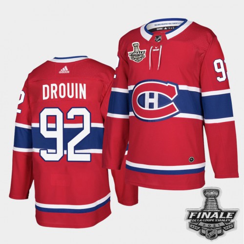 Adidas Montreal Canadiens #92 Jonathan Drouin Red Home Authentic 2021 Stanley Cup Final Patch Jersey Men's