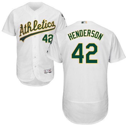Oakland Athletics #42 Dave Henderson White Flexbase Authentic Collection Stitched Jersey Men's