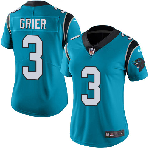 Carolina Panthers #3 Will Grier Blue Women's Stitched Limited Rush Jersey Womens