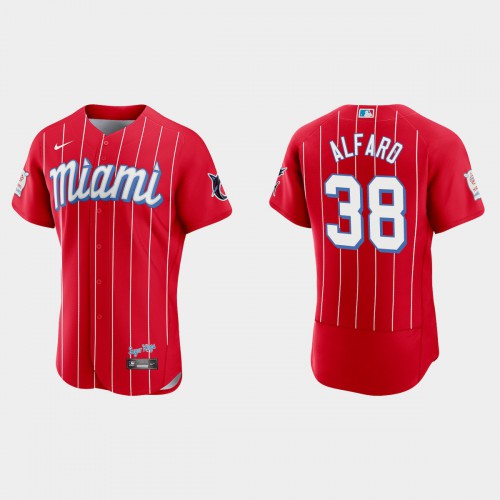 Miami Miami Marlins #38 Jorge Alfaro Men's 2021 City Connect Authentic Jersey Red Men's