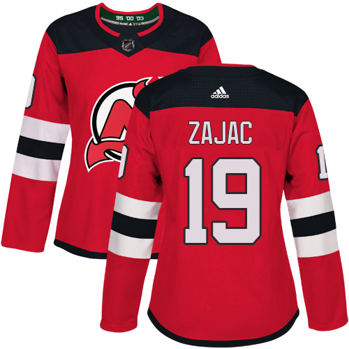 Adidas New Jersey Devils #19 Travis Zajac Red Home Authentic Women's Stitched Jersey Womens