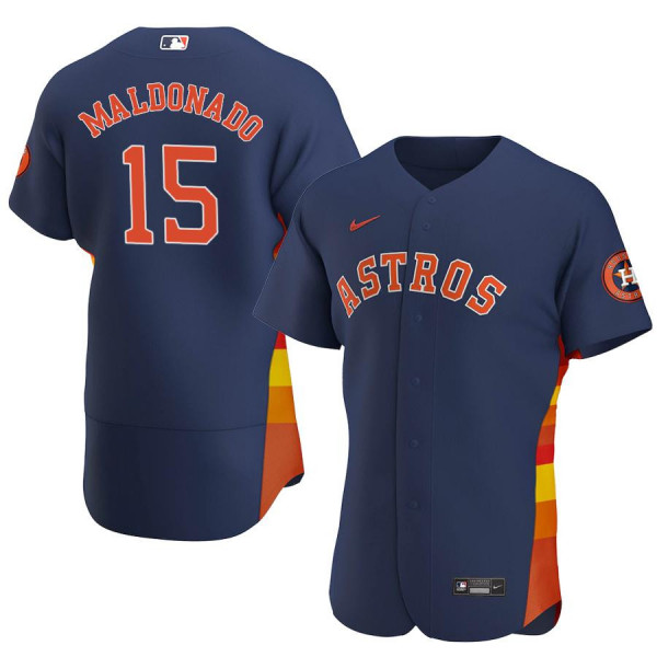 Men's Houston Astros 15 Authentic Navy Alternate 2020 Martin Maldonado Jersey