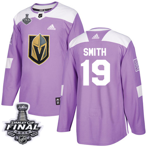Adidas Golden Vegas Golden Knights #19 Reilly Smith Purple Authentic Fights Cancer 2018 Stanley Cup Final Stitched Jersey Men's