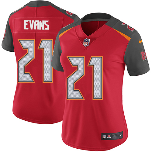 Tampa Bay Buccaneers #21 Justin Evans Red Team Color Women's Stitched Vapor Untouchable Limited Jersey Womens